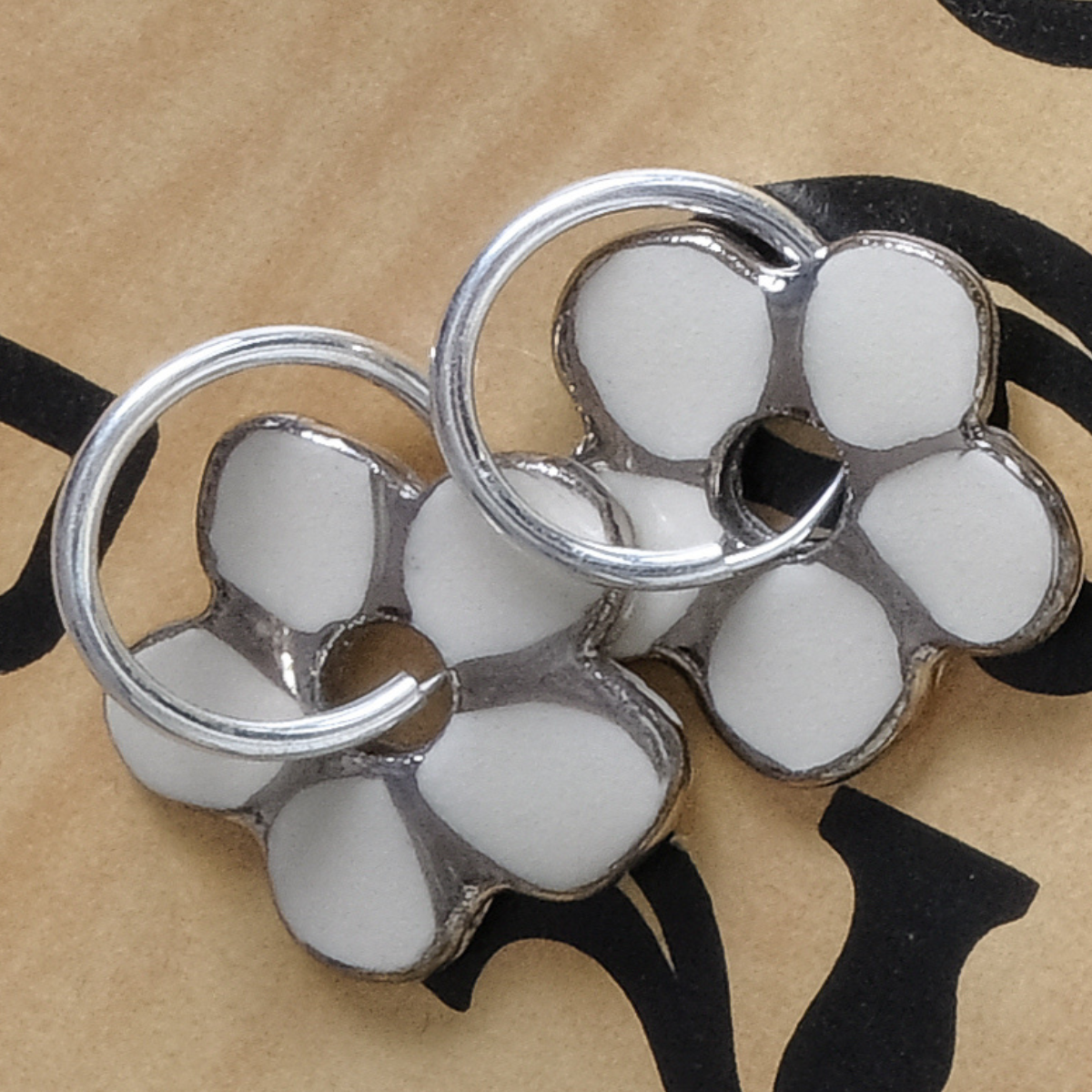 Daisy Petal Large Hoop Earrings | Porcelain, White Gold Overglaze