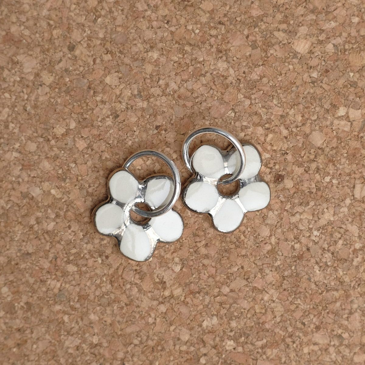 Daisy Petal Large Hoop Earrings | Porcelain, White Gold Overglaze