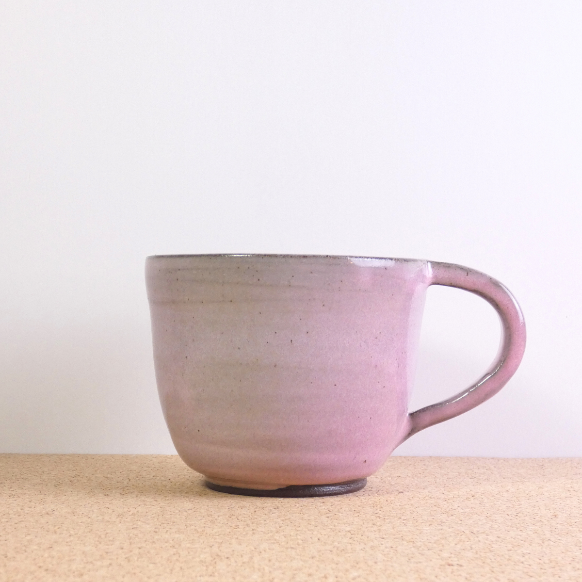 Extra Large Tea Mug Chocolate Stoneware Blush Pink Glaze 3/5