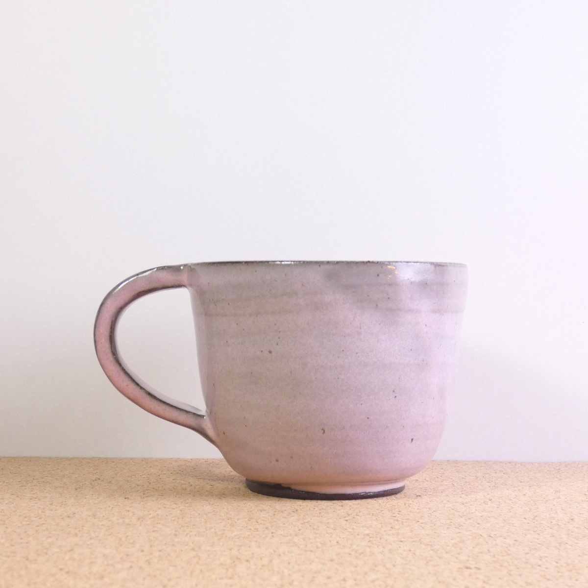 Extra Large Tea Mug Chocolate Stoneware Blush Pink Glaze 3/5