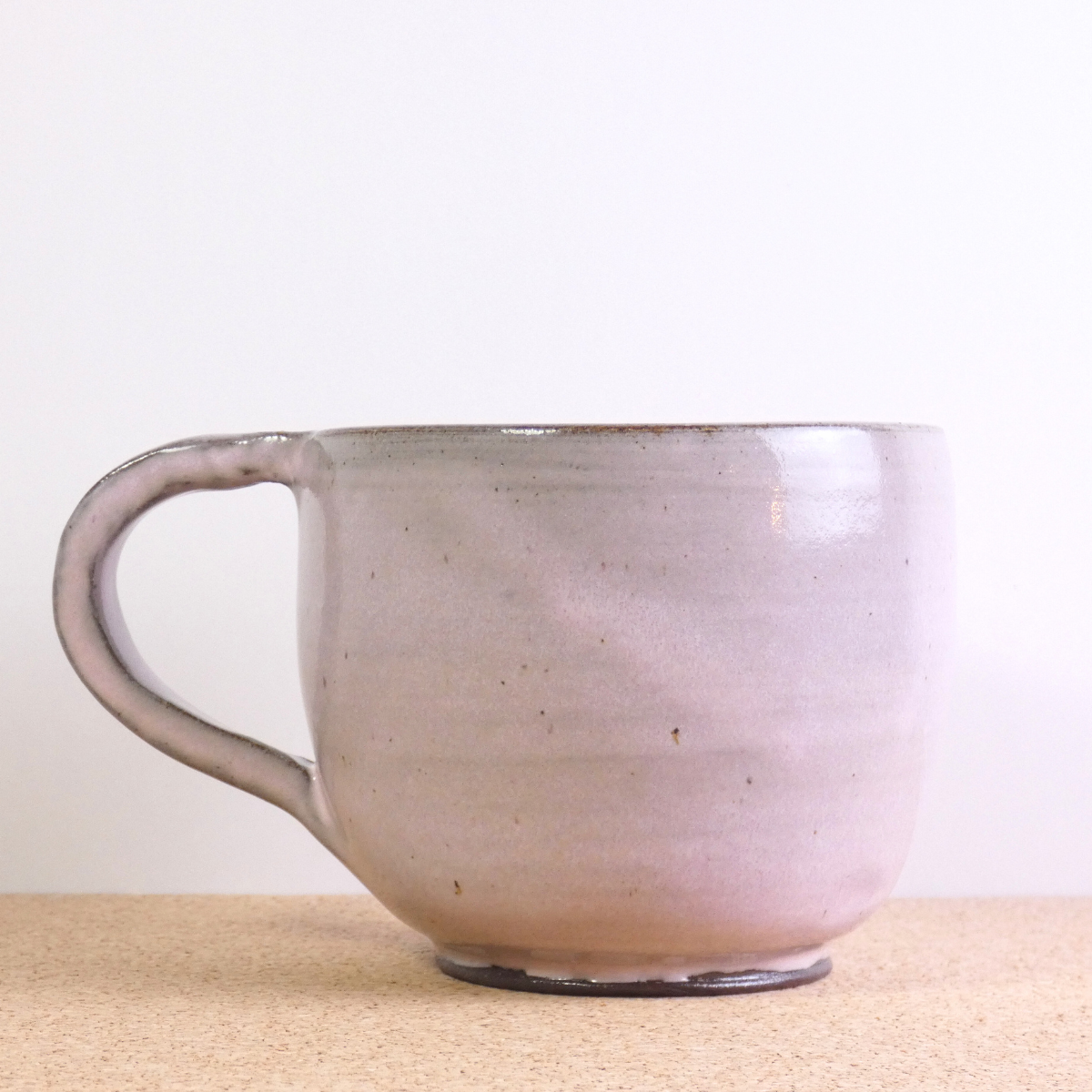 Extra Large Tea Mug Chocolate Stoneware Blush Pink Glaze 5/5
