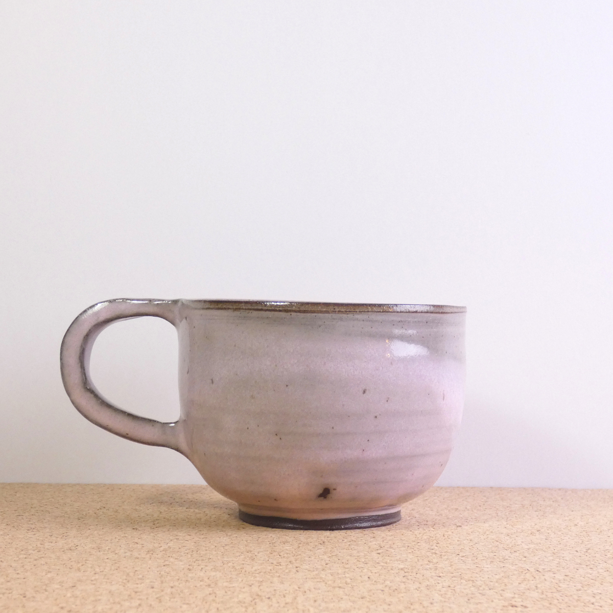 Extra Large Tea Mug Chocolate Stoneware Blush Pink Glaze 1/5