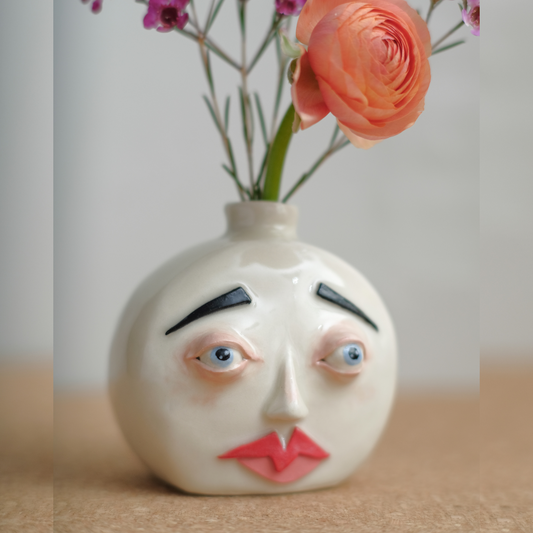 Big Moon Face Bud Vase | Porcelain