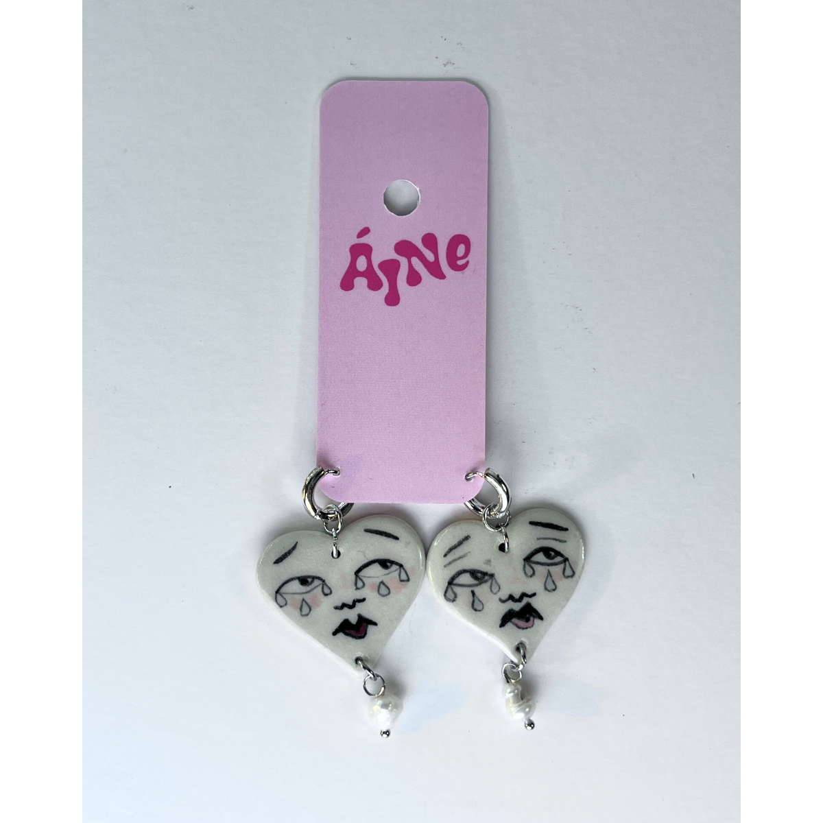 Crying Heart Earrings – Silver Plated with Freshwater Pearl