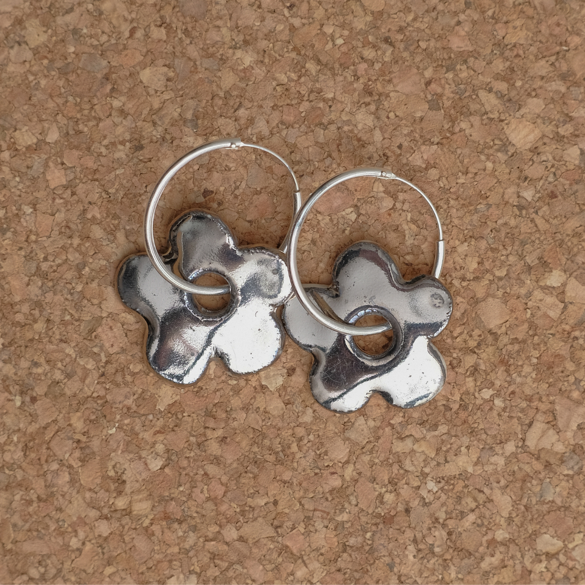 Daisy Large Hoop Earrings | Porcelain, Solid White Gold Overglaze