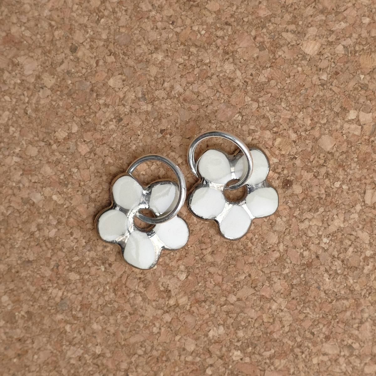 Daisy Petal  Large Hoop Earrings | Porcelain, White Gold Overglaze