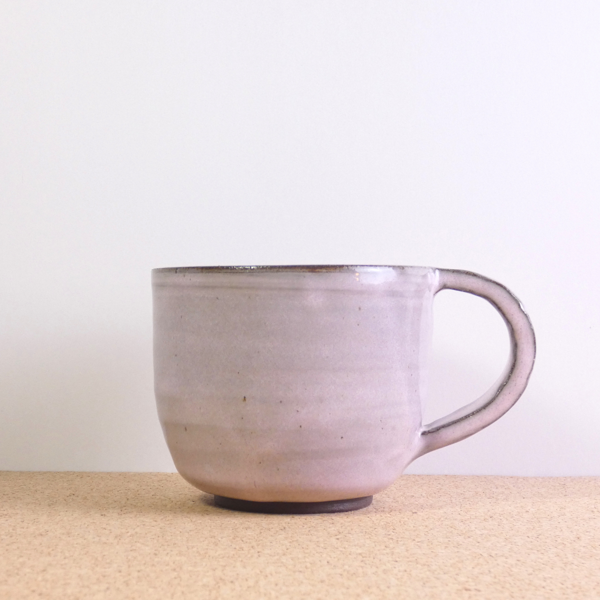 Extra Large Tea Mug Chocolate Stoneware Blush Pink Glaze 2/5