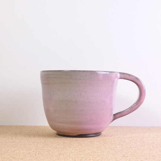 Extra Large Tea Mug Chocolate Stoneware Blush Pink Glaze 3/5