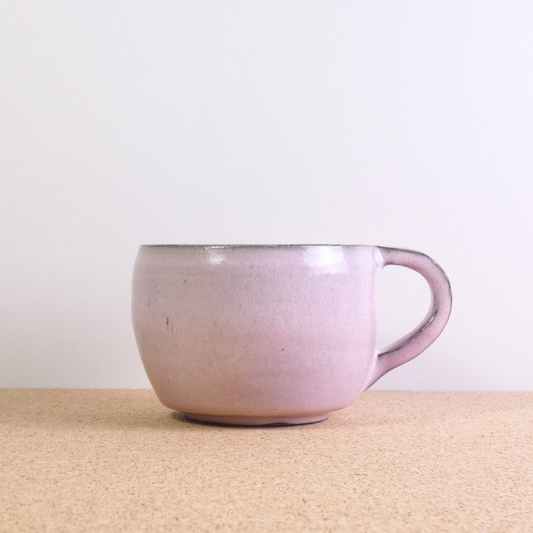 Extra Large Tea Mug Chocolate Stoneware Blush Pink Glaze 4/5