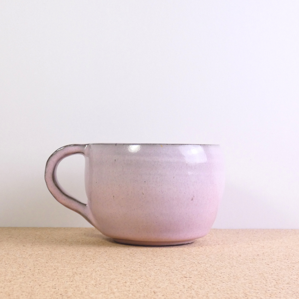 Extra Large Tea Mug Chocolate Stoneware Blush Pink Glaze 4/5