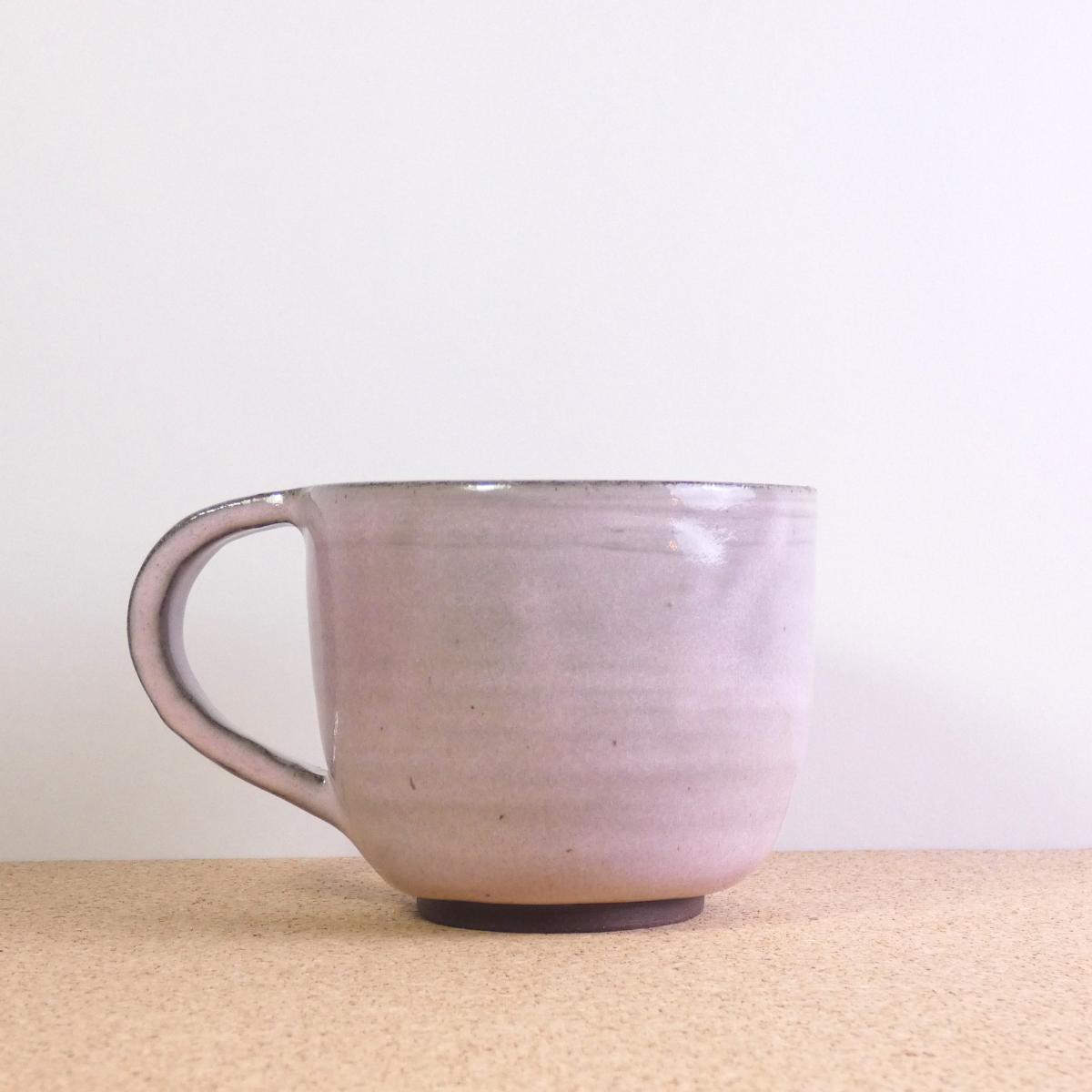 Extra Large Tea Mug Chocolate Stoneware Blush Pink Glaze 2/5
