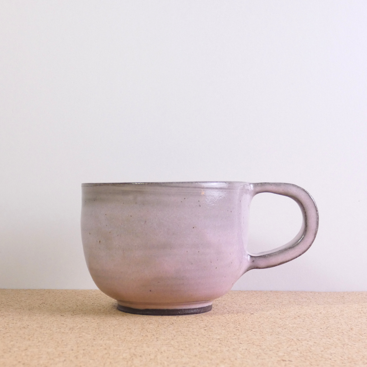 Extra Large Tea Mug Chocolate Stoneware Blush Pink Glaze 1/5