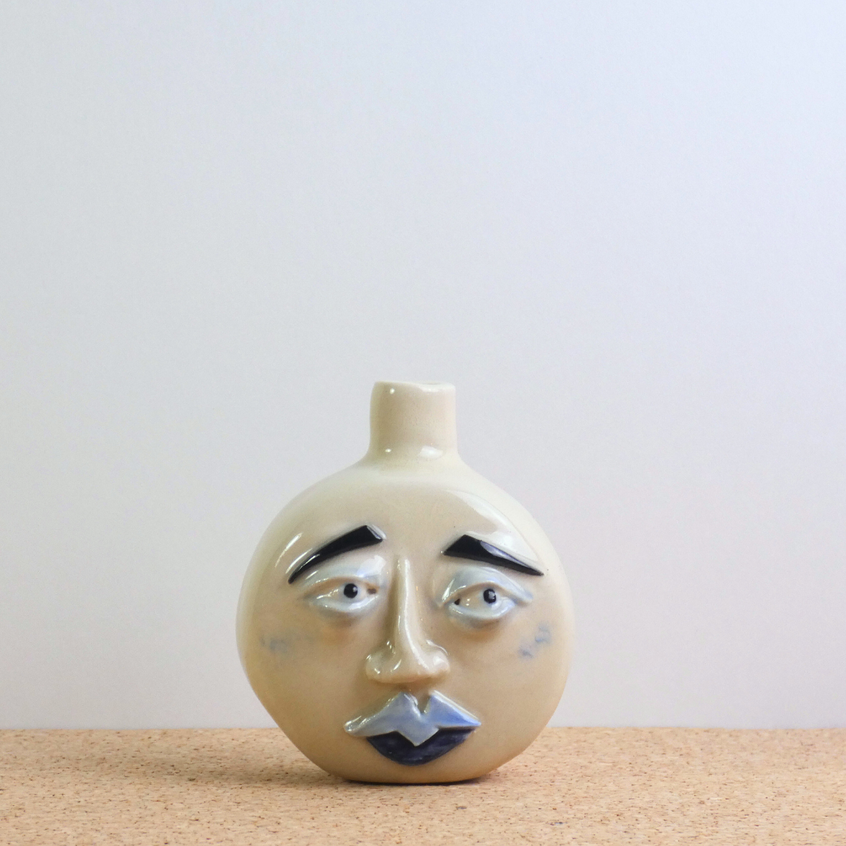 Small Blue Moon Face Bud Vase 1/4