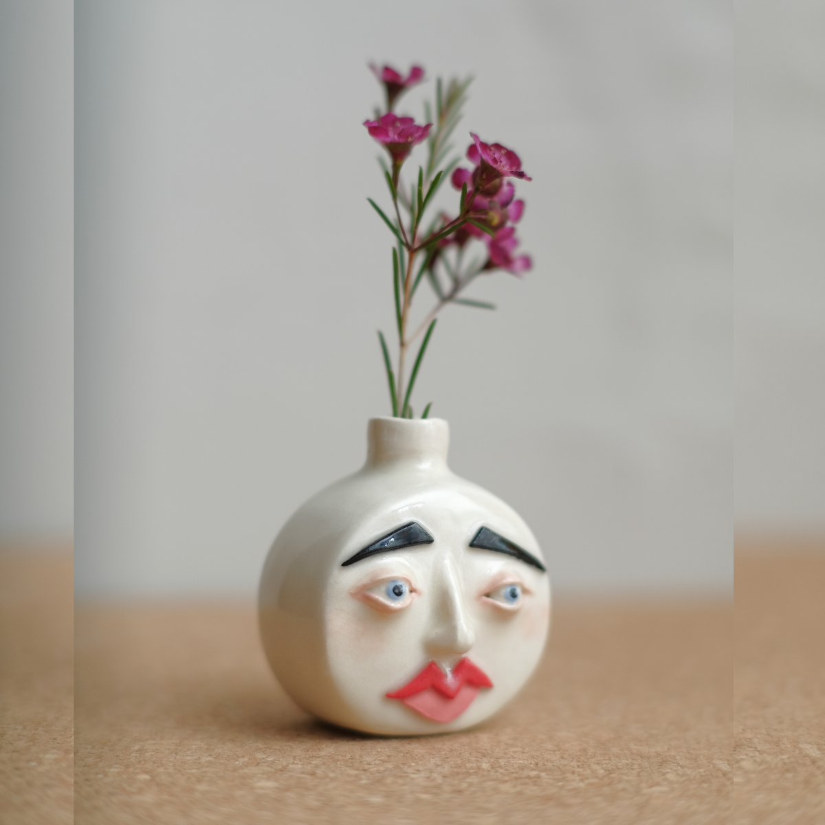 Small Moon Face Bud Vase | Porcelain