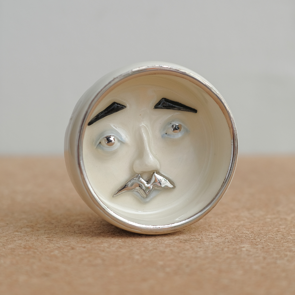 White Gold Small Moon Face Dish 3/4