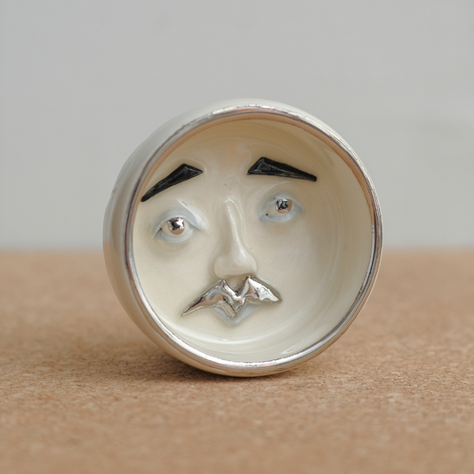 White Gold Small Moon Face Dish 3/4