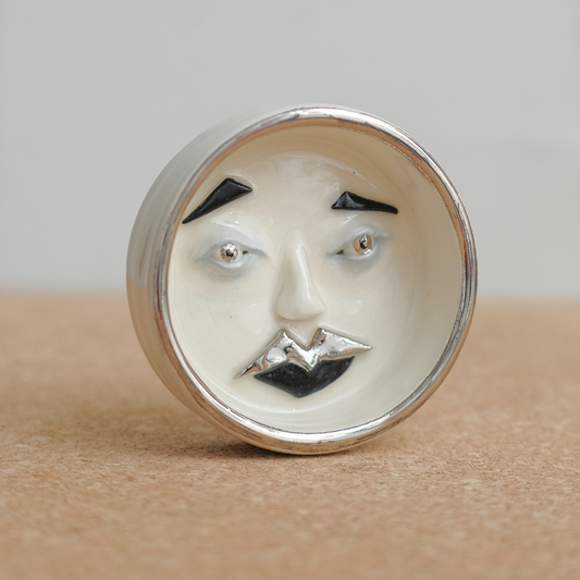 White Gold Small Moon Face Dish 1/4