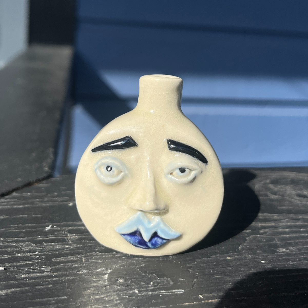 Teeny Weeny Blue Moon Face Bud Vase 2/2