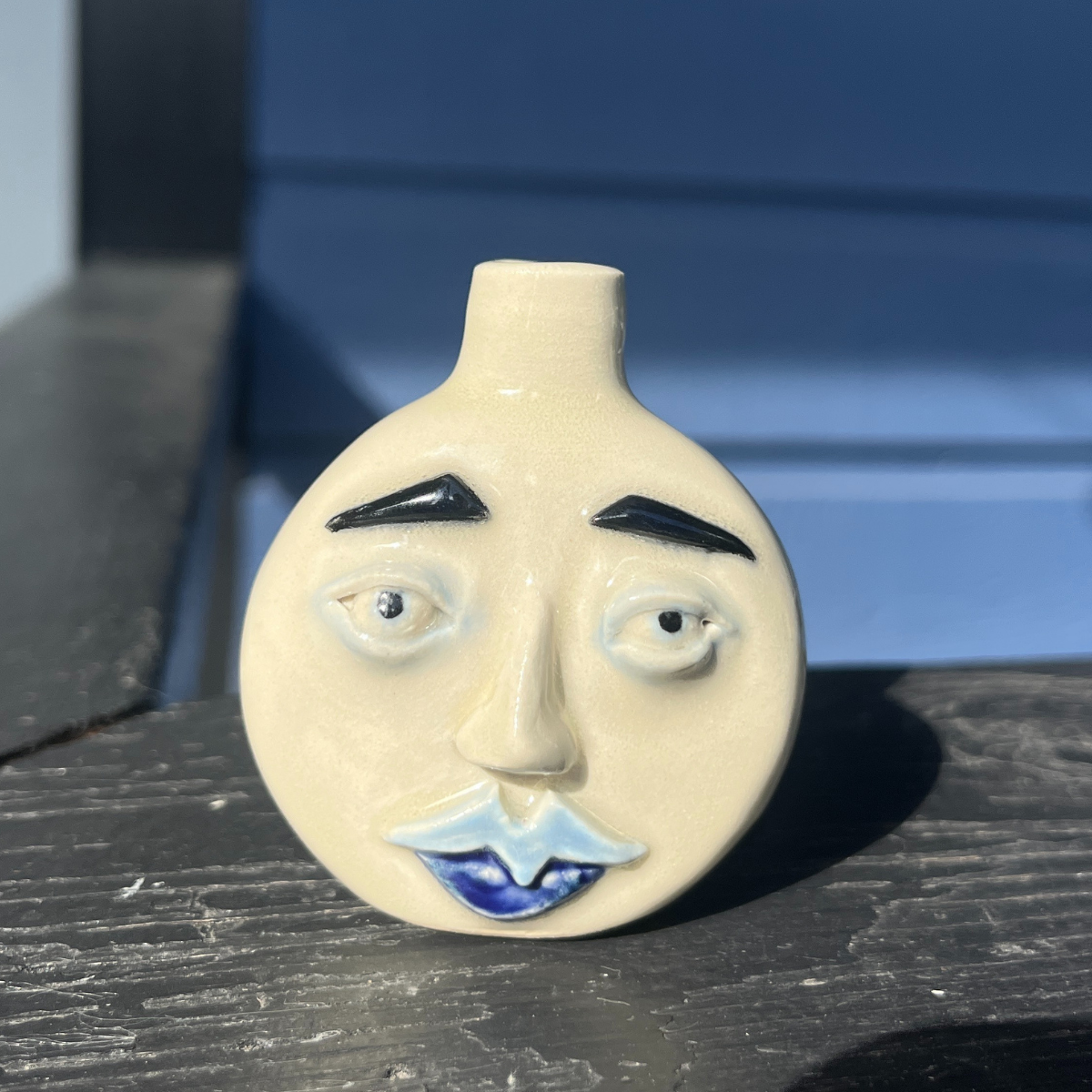 Teeny Weeny Blue Moon Face Bud Vase 1/2