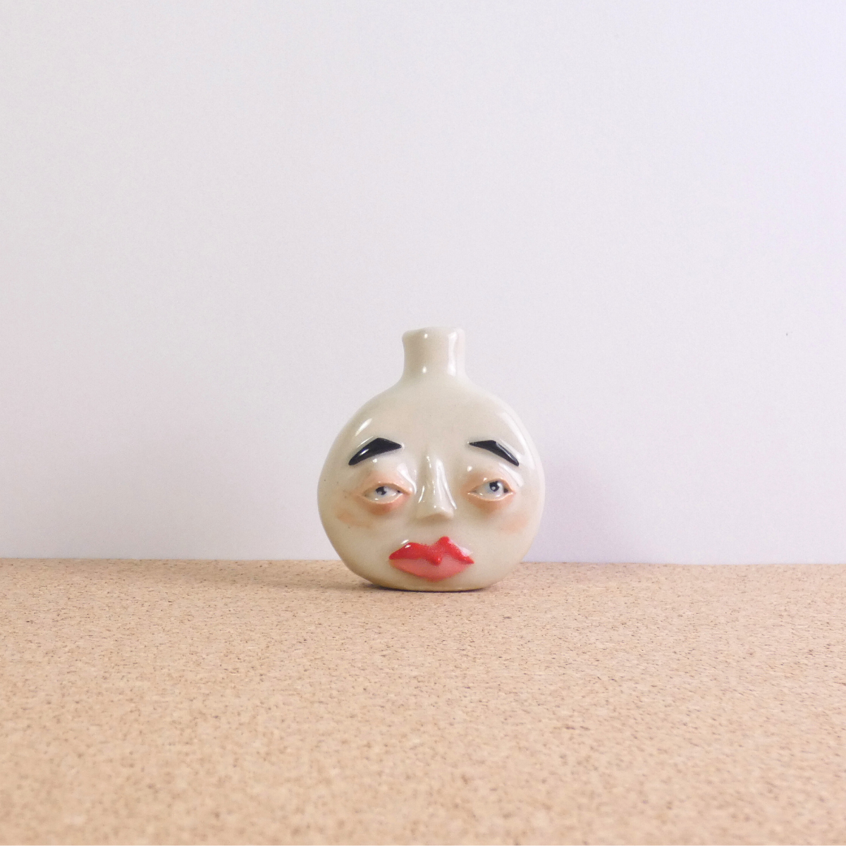 Teeny Weeney Moon Face Bud Vase Pink and Red | Porcelain